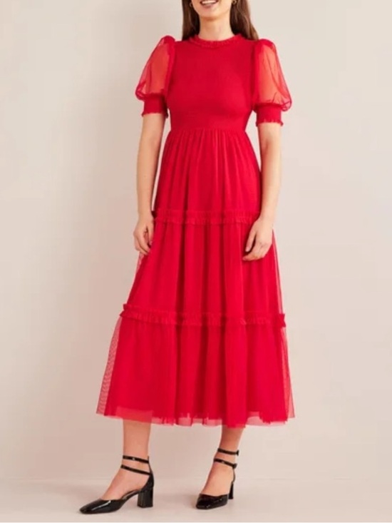 Boden Dresses & Skirts - Women’s Boden Smocked Tulle Maxi Dress Red Size 10